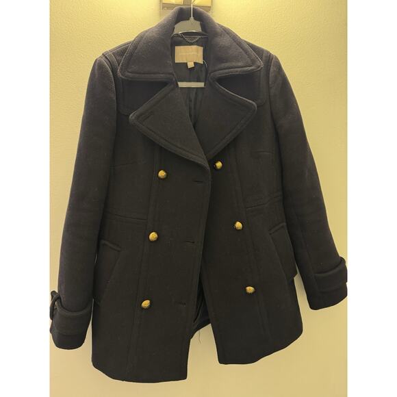 Banana Republic Peacoat Women’s Size 6 Navy Gold Buttons Military Style Wool - Picture 1 of 8